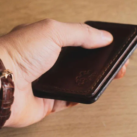 Front Pocket Wallet, Leather Handmade Brown Personalized