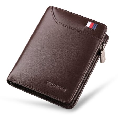 WILLIAMPOLOMen Wallets Genuine Leather Slim Wallet Mens Short Money Clips Small Coin Pocket Bifold Credit Card Holder Thin Purse with ID Window